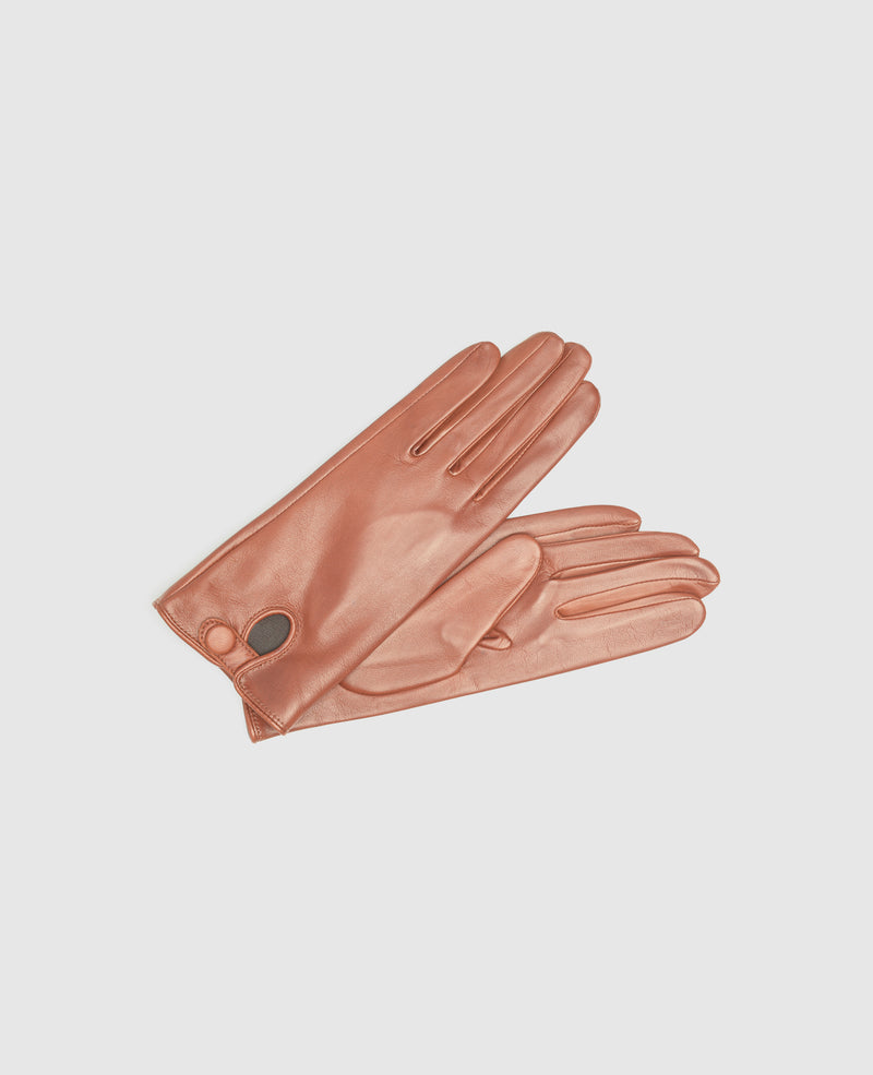 Gloves with button - Red brown