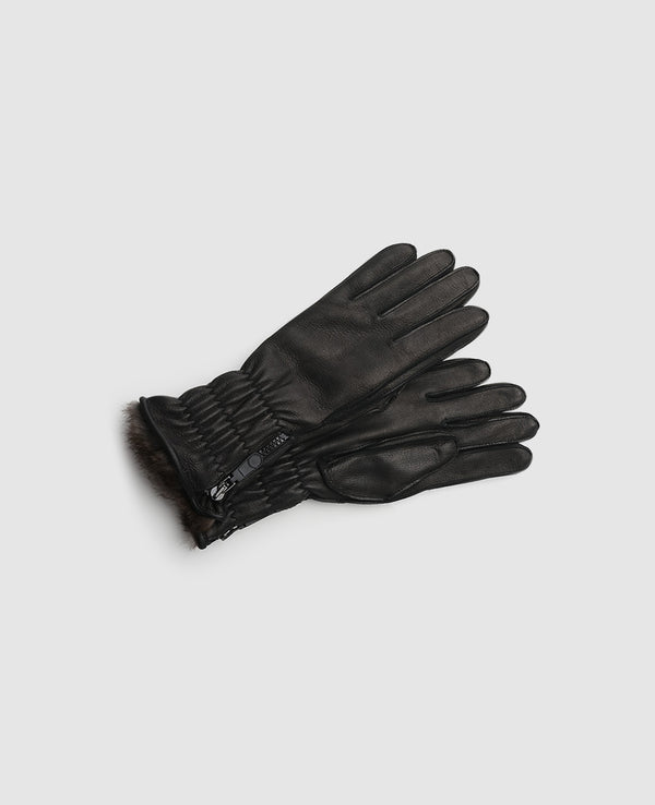 Winter leather gloves - Black